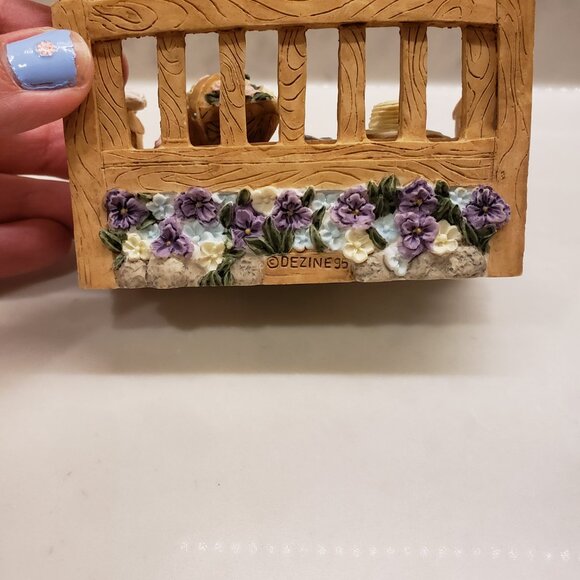 1995 Deziness Hand Painted Flower Garden Bench Jewelry Box - Picture 4 of 9